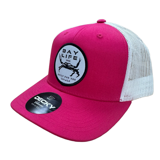 Locals Crab | Hot Pink/White Mesh Hat - Decky