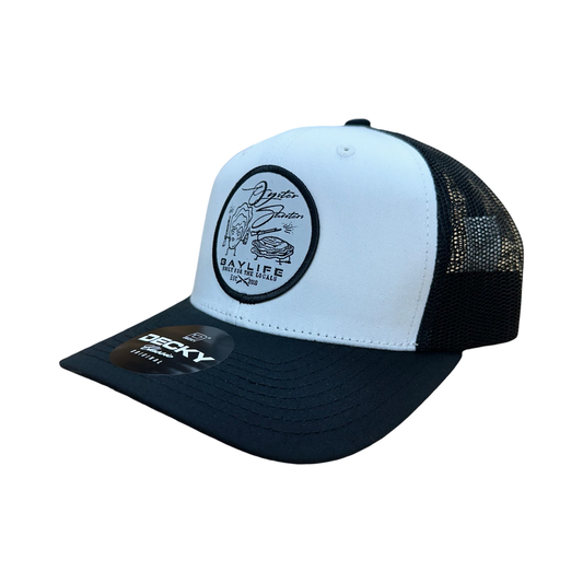 Oyster Shooters | White/Black Mesh Hat - Decky