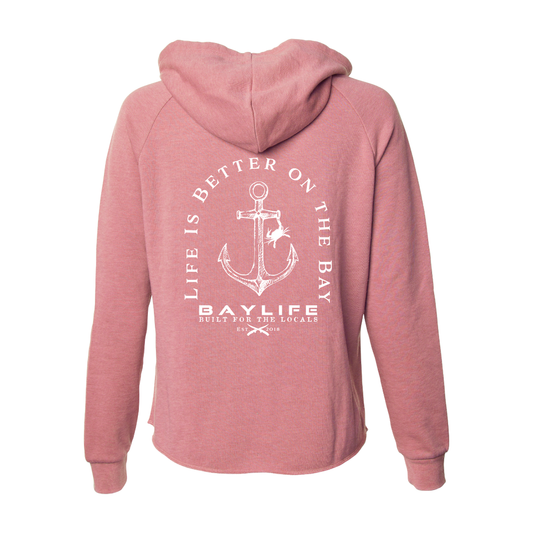 Ladies Zip Premium "Bay Washed" Hoodie | Dusty Rose